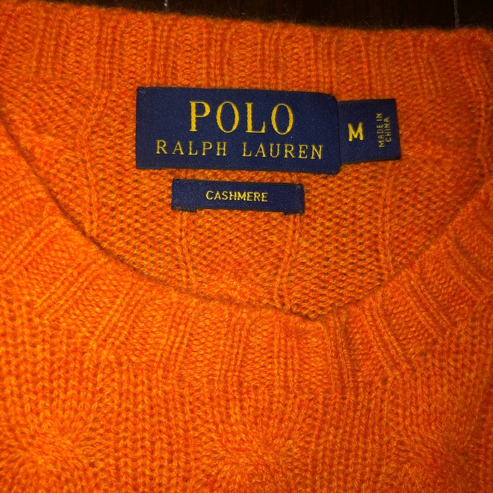 Polo cashmere cable knit crewneck sweater size med